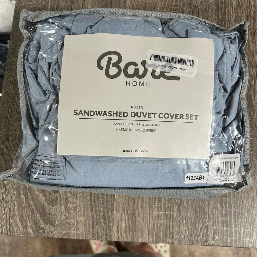 Bare Home Duvet Cover Set Queen Gray Solid w/ 2 Shams Modern Bedroom